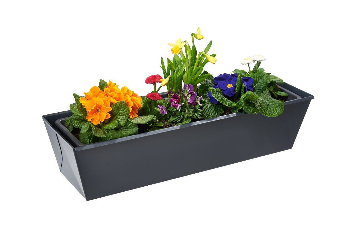 Blumenkasten für Doppelstab-Zaunelemente, Länge 60cm (4er Set), anthrazit