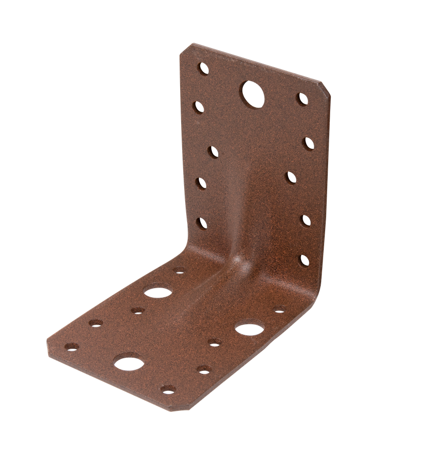 DURAVIS® Schwerlastwinkelverbinder mit Sicke, Farbe rostbraun, Größe 90x90x65mm (Inhalt: 25 St./Pack.)