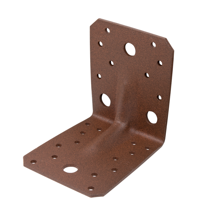 DURAVIS® Schwerlastwinkelverbinder mit Sicke, Farbe rostbraun, Größe 105x105x90mm (Inhalt: 20 St./Pack.) – Bild 1