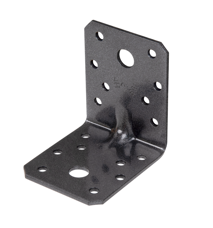 DURAVIS® Schwerlastwinkelverbinder mit Sicke, Farbe schwarzdiamant, Größe 70x70x55mm (Inhalt: 50 St./Pack.)