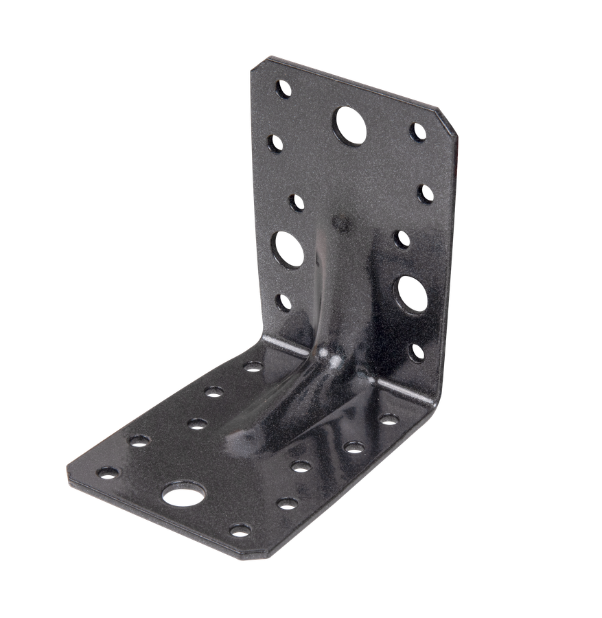 DURAVIS® Schwerlastwinkelverbinder mit Sicke, Farbe schwarzdiamant, Größe 90x90x65mm (Inhalt: 25 St./Pack.) – Bild 1