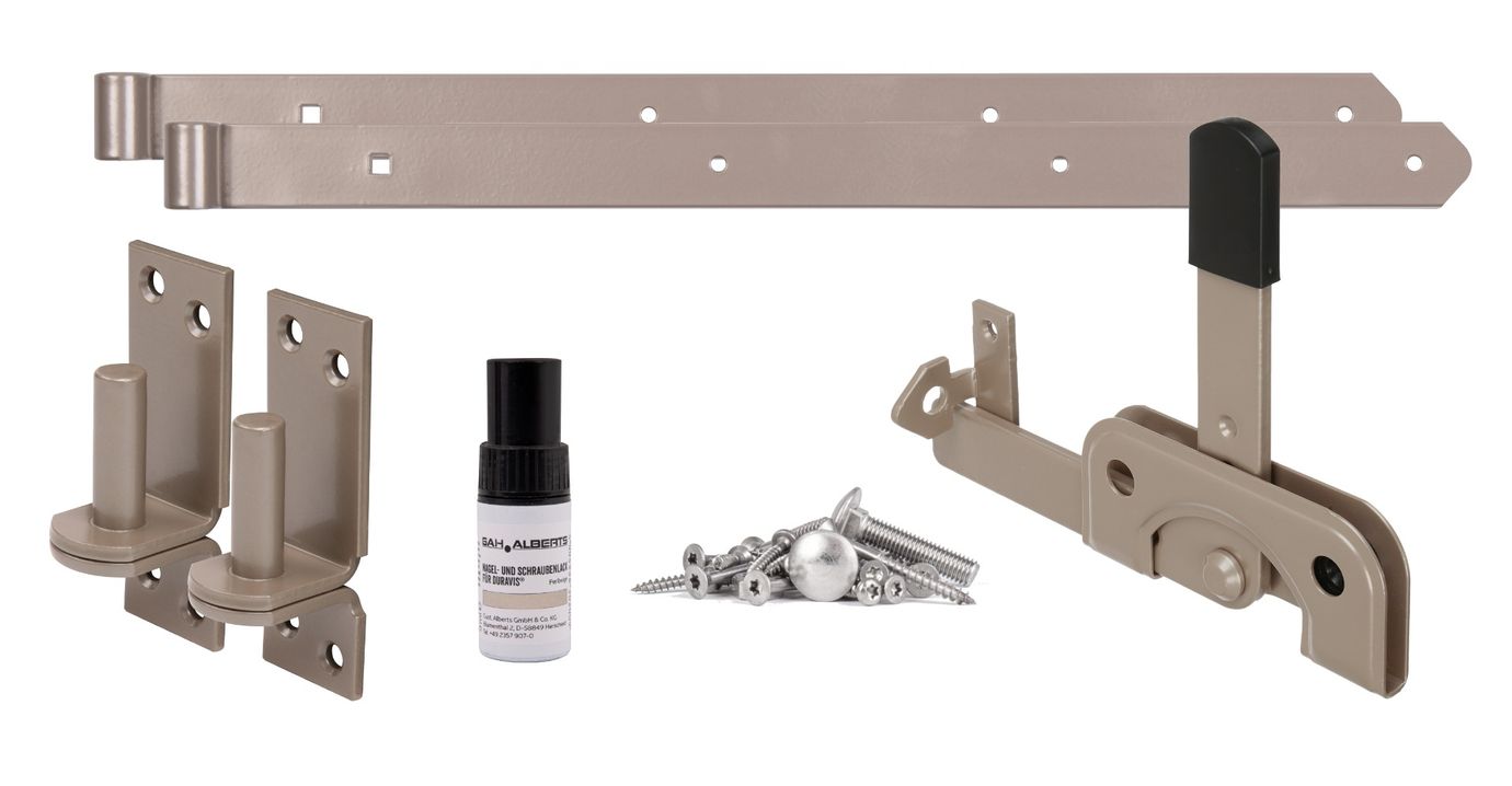 DURAVIS® Beschlagsset für Einzeltore, Farbe perlbeige RAL 1035