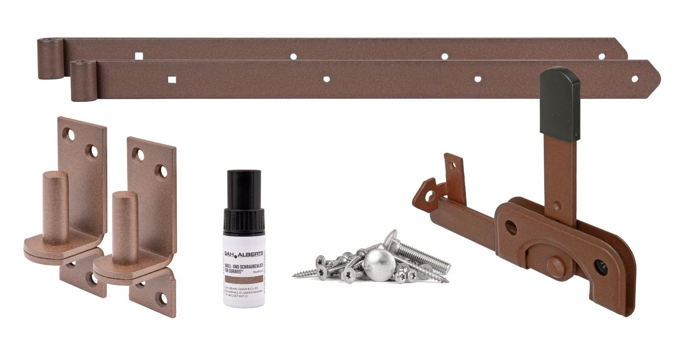 DURAVIS® Beschlagsset für Einzeltore, Farbe rostbraun