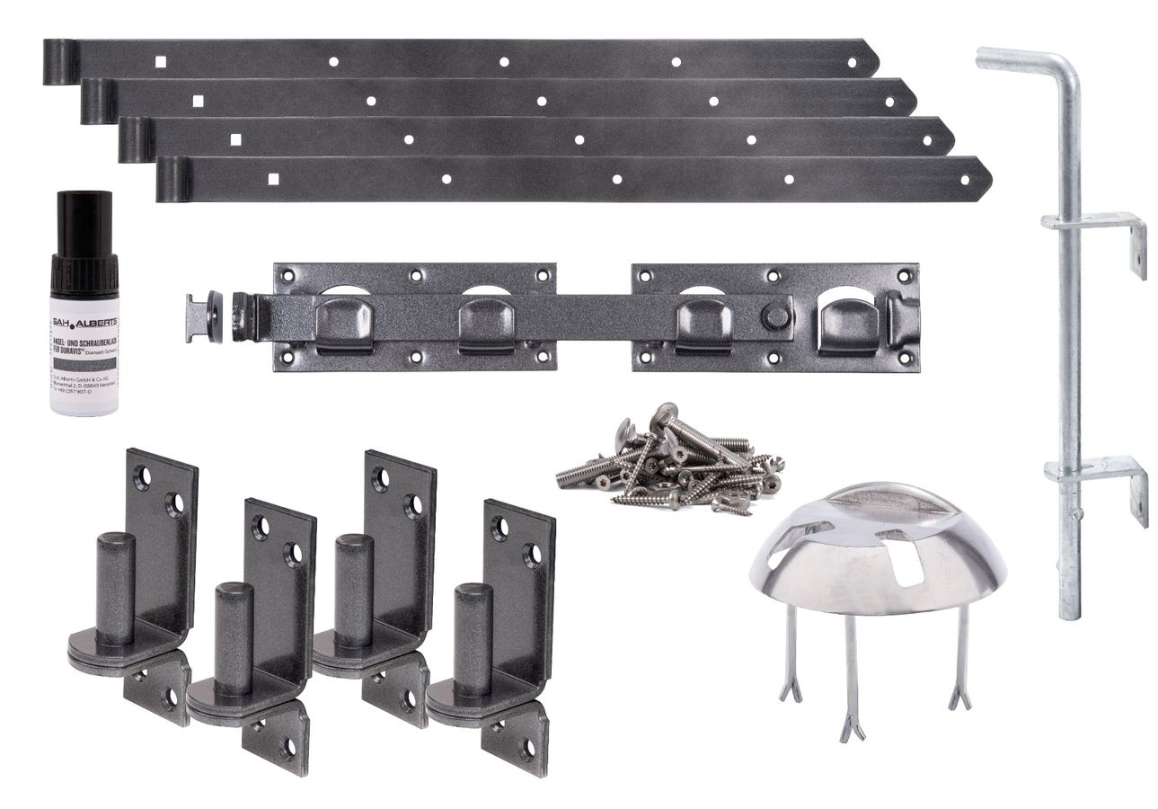 DURAVIS® Beschlagsset für Doppeltore, Farbe schwarzdiamant