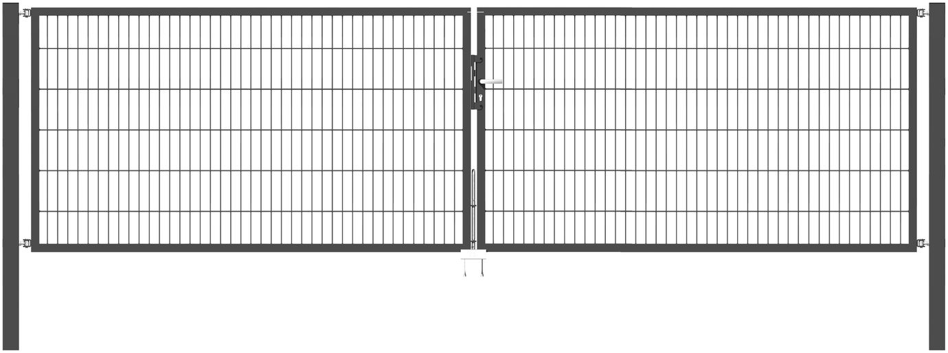 Doppelflügel Gartentor Optima 656 - Höhe 120cm, Breite 450cm (Mittig geteilt) 