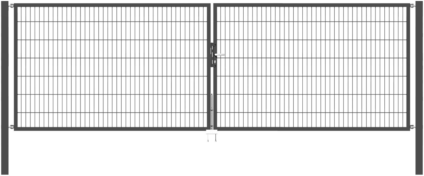 Doppelflügel Gartentor Optima 656 - Höhe 140cm, Breite 450cm (Mittig geteilt) 