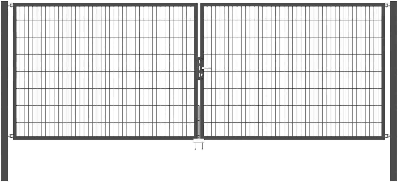 Doppelflügel Gartentor Optima 656 - Höhe 160cm, Breite 450cm (Mittig geteilt) 