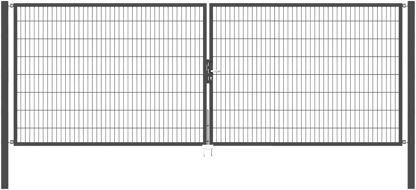 Doppelflügel Gartentor Optima 656 - Höhe 160cm, Breite 450cm (Mittig geteilt) 