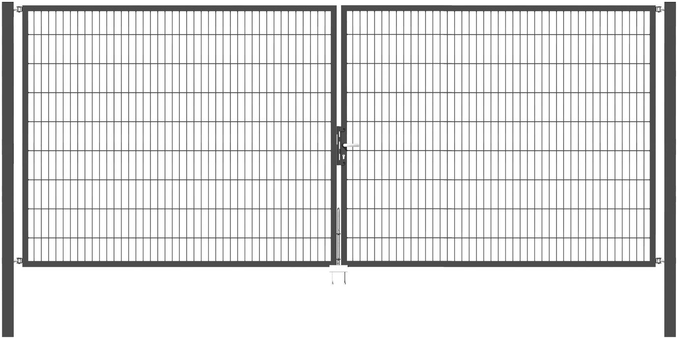 Doppelflügel Gartentor Optima 656 - Höhe 180cm, Breite 450cm (Mittig geteilt) 