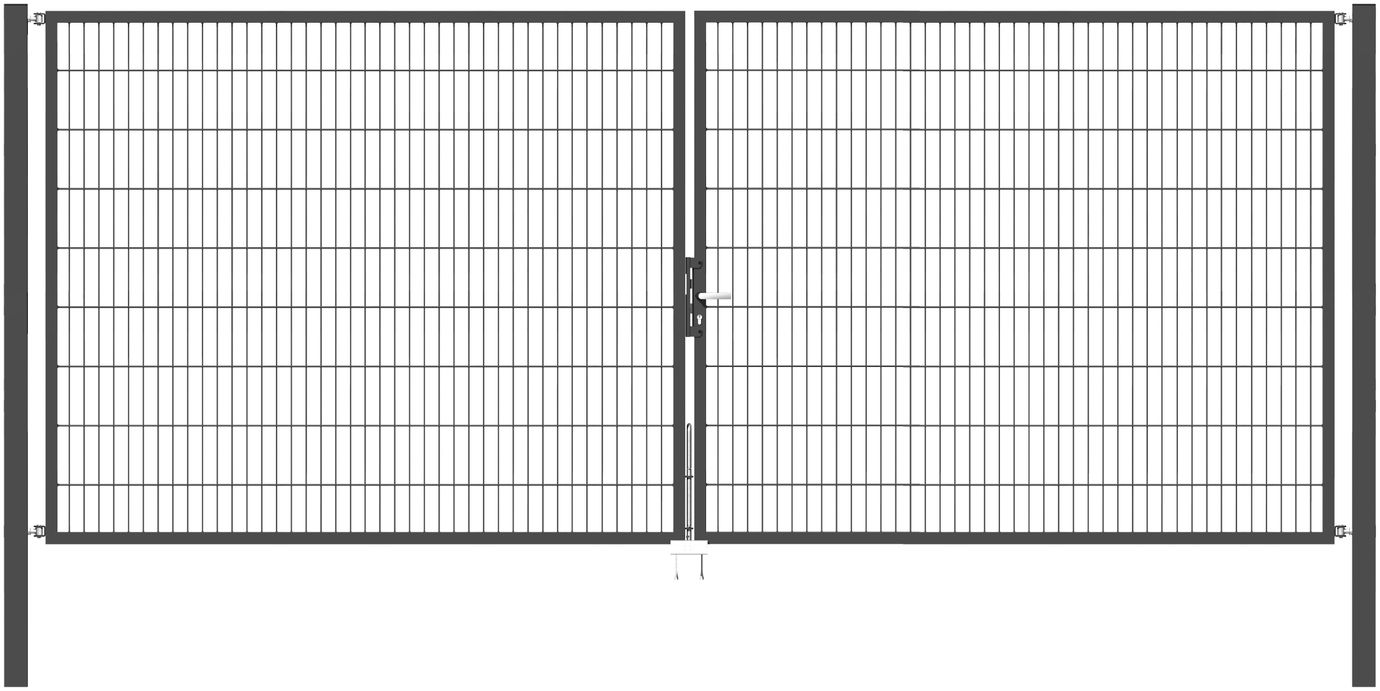 Doppelflügel Gartentor Optima 656 - Höhe 180cm, Breite 450cm (Mittig geteilt) 