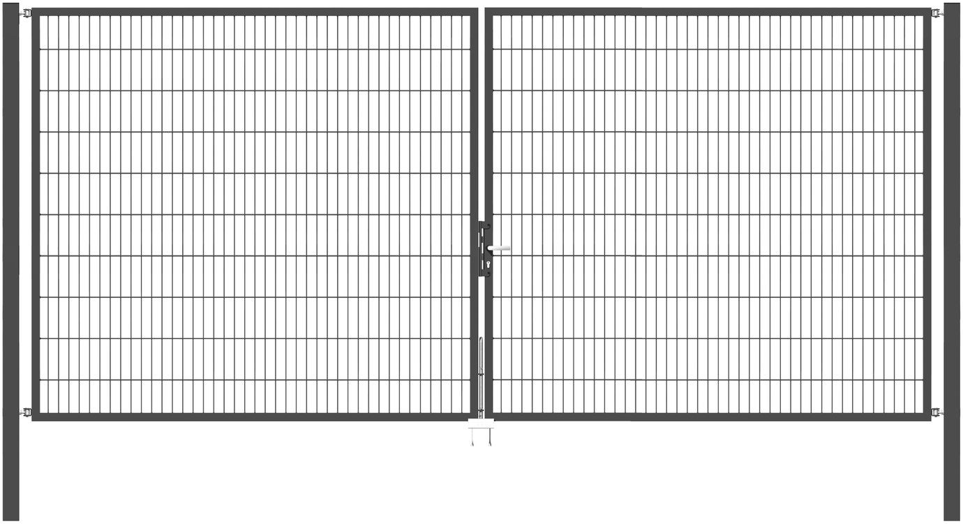 Doppelflügel Gartentor Optima 656 - Höhe 200cm, Breite 450cm (Mittig geteilt) 