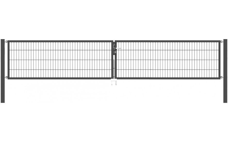 Doppelflügel Gartentor Optima 656 - Höhe 100cm, Breite 500cm (Mittig geteilt)