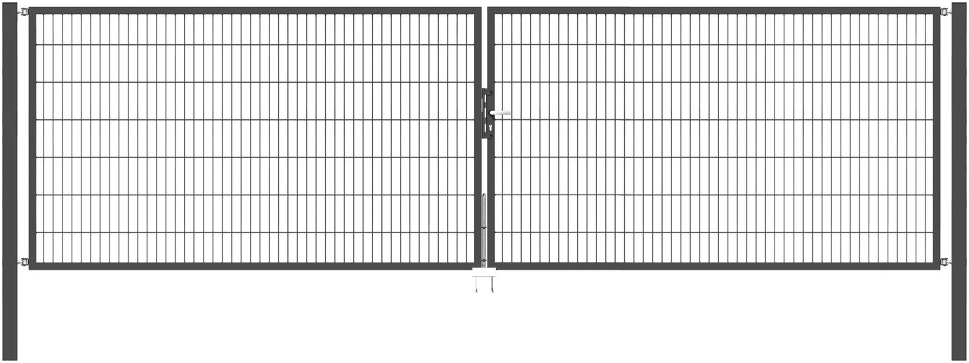 Doppelflügel Gartentor Optima 656 - Höhe 140cm, Breite 500cm (Mittig geteilt)