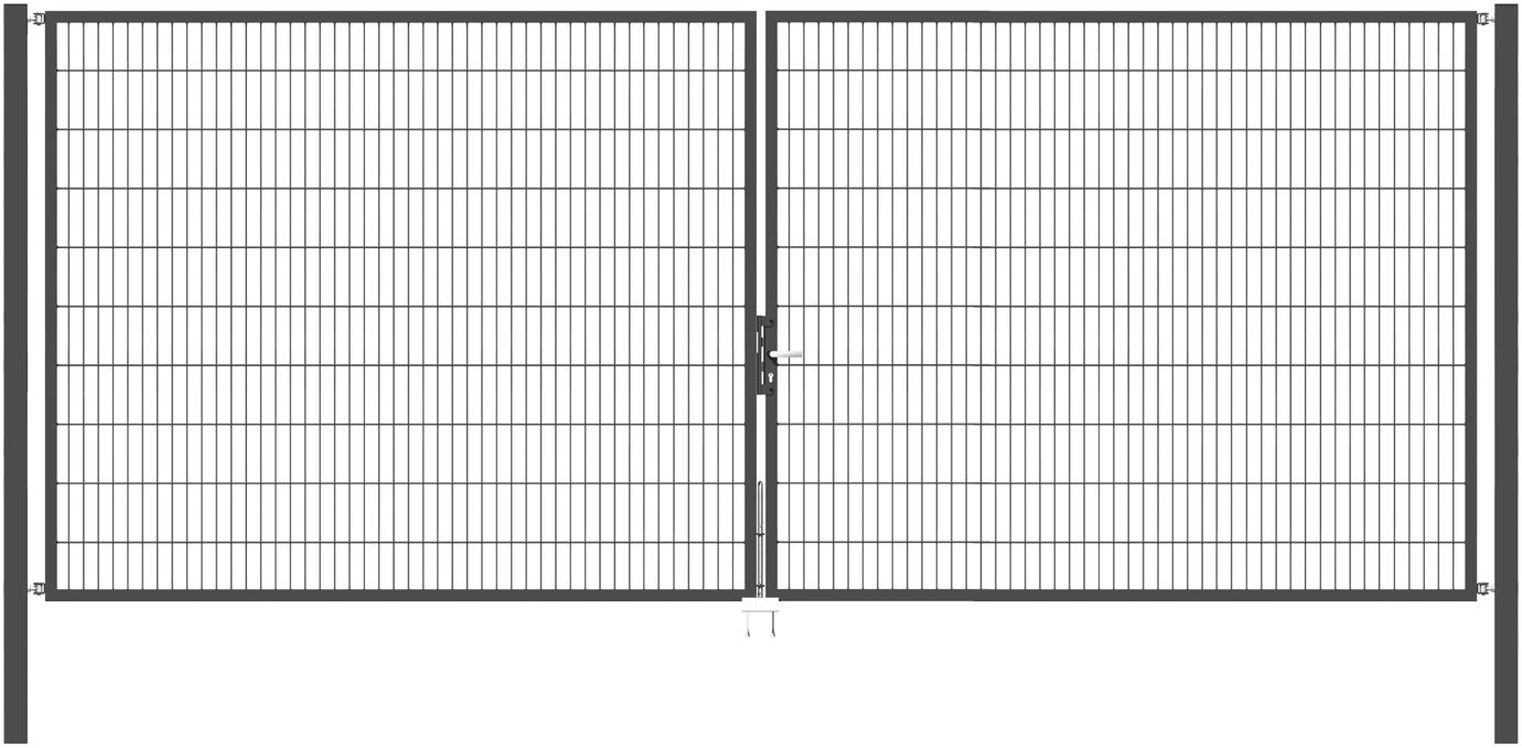 Doppelflügel Gartentor Optima 656 - Höhe 200cm, Breite 500cm (Mittig geteilt) 