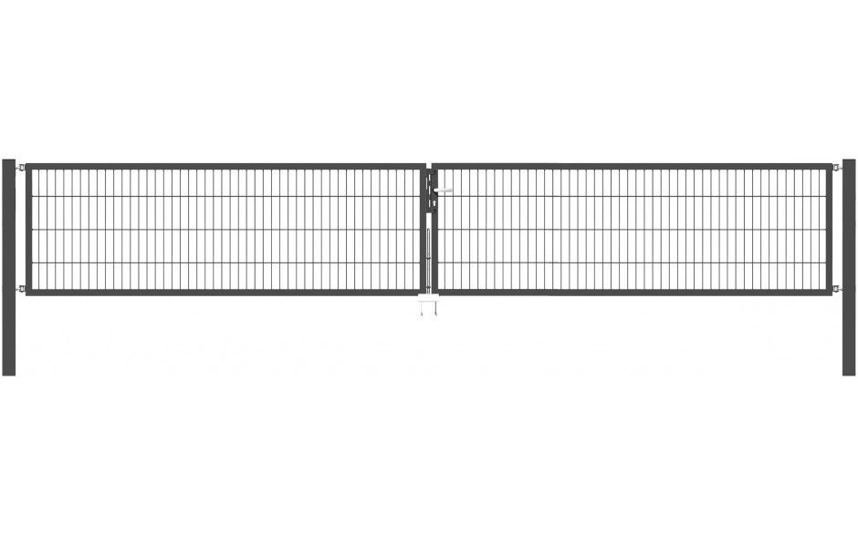 Doppelflügel Gartentor Optima 656 - Höhe 100cm, Breite 450cm (Mittig geteilt) 