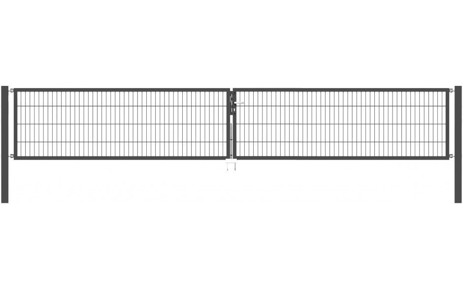 Doppelflügel Gartentor Optima 656 - Höhe 100cm, Breite 450cm (Mittig geteilt) 