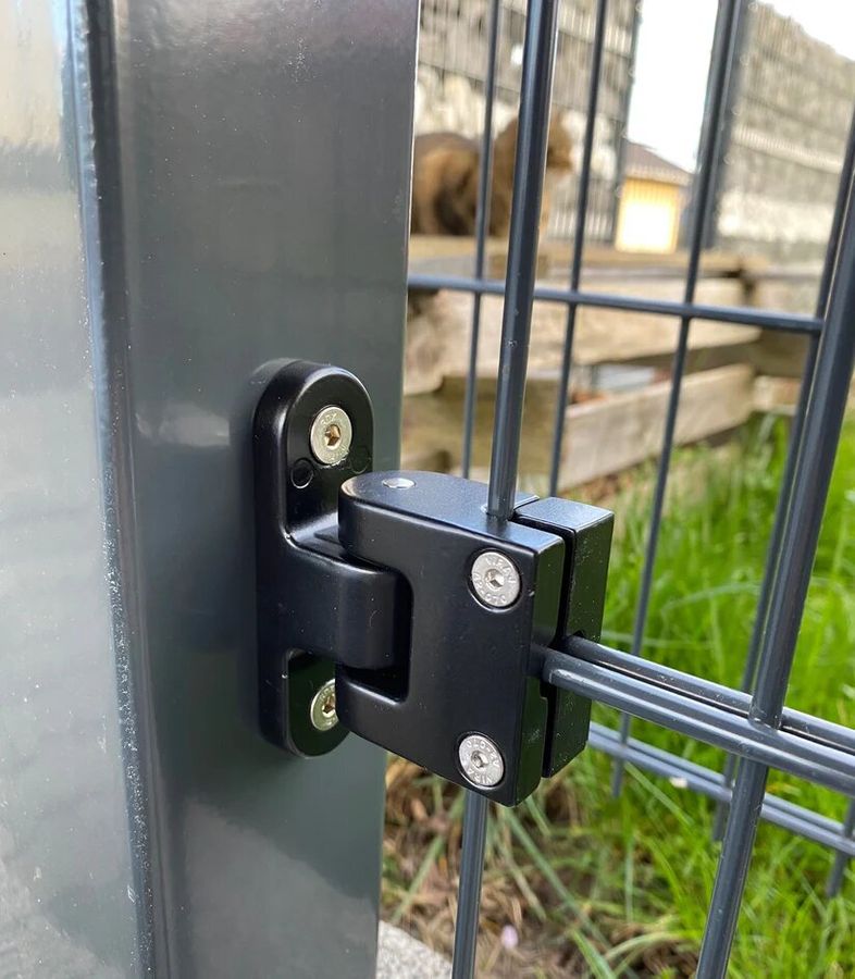 ALU-Scharnier für Doppelstabmatten (Montage an Pfosten / Hauswand: Typ A)