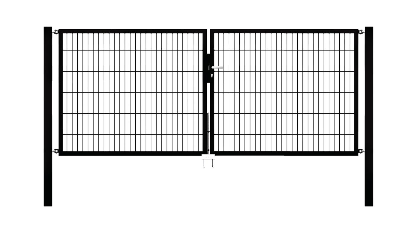 Blacky 2.0 Doppelflügel Gartentor - Höhen 80-140cm - Breiten 200-400cm, Farbe schwarz