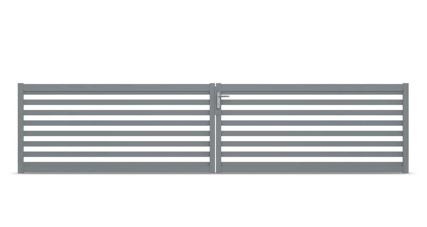 Aluminium-Doppeltorflügel Looft, Höhe 100cm, Breite 450cm (Mittig geteilt)