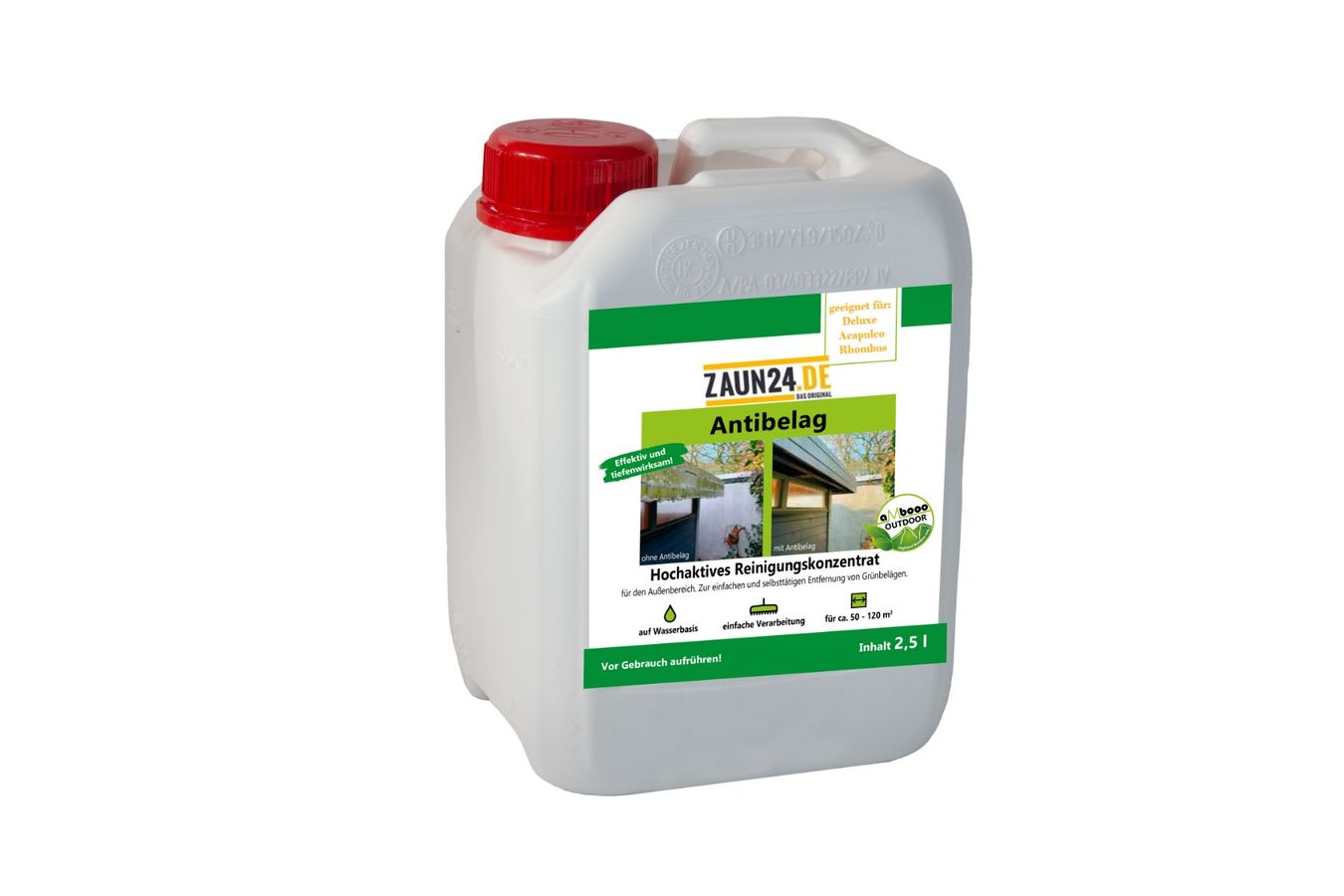 Anti-Belag 2,5 Liter für Bambus Zaun Deluxe, Acapulco und Rhombus