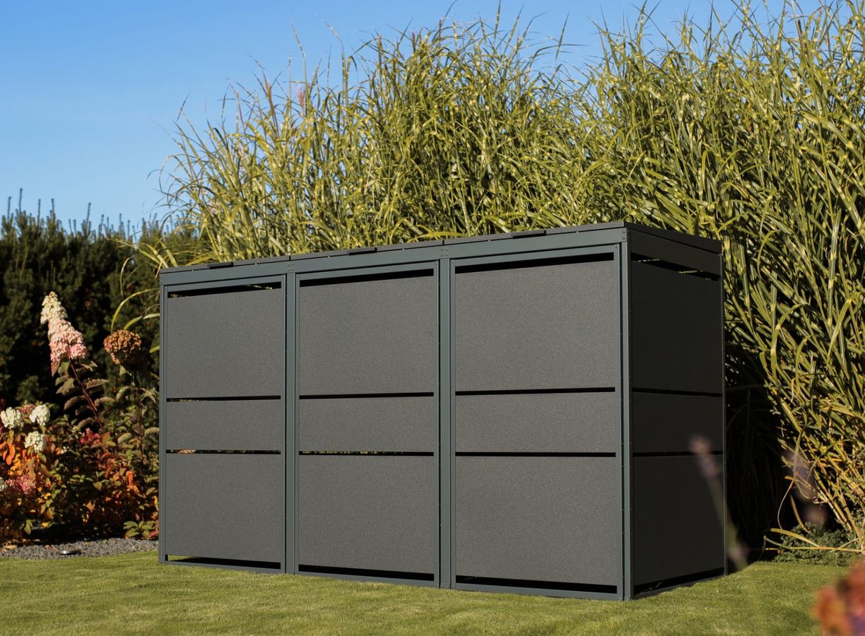 Stahl-Mülltonnenbox MODERN, anthrazitgrau