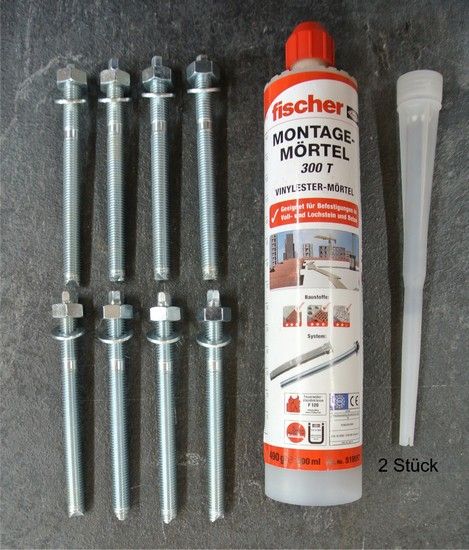 Montage-Kit für Kunststoffzaun Grunewald und Kunststoff-Sichtschutzwand (für 2 Pfosten)