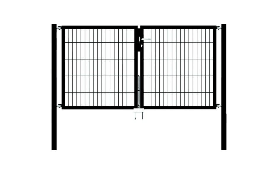 Doppelflügel Gartentor Optima 656 - Höhe 100cm, Breite 200cm (Mittig geteilt)