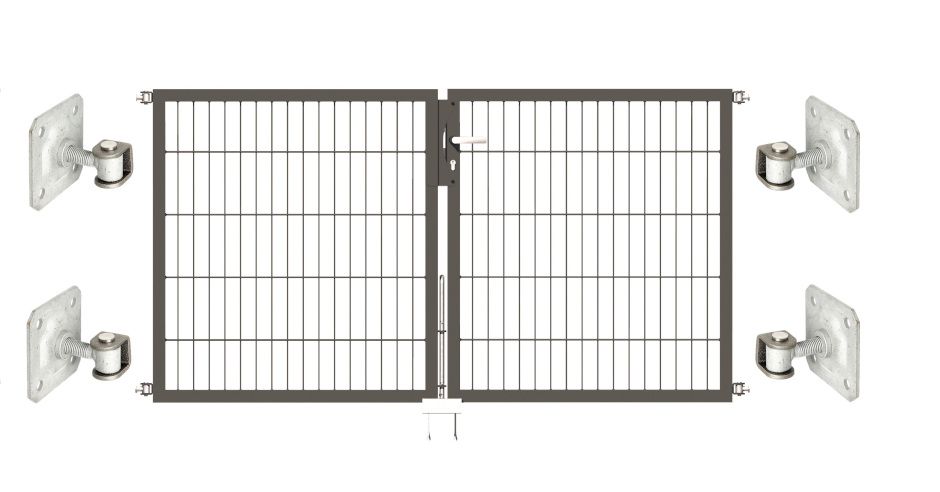 Doppeltor Optima 656 zur Mauermontage (ohne Pfosten) - Höhe 100cm, Breite 200cm, (mittig geteilt)