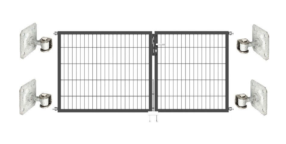 Doppeltor Optima 656 zur Mauermontage (ohne Pfosten) - Höhe 100cm, Breite 225cm, (Teilung 100+125cm, asymmetrisch)