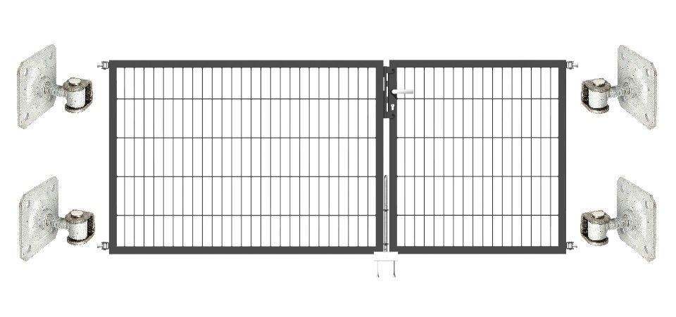 Doppeltor Optima 656 zur Mauermontage (ohne Pfosten) - Höhe 100cm, Breite 250cm, (Teilung 100+150cm, asymmetrisch)