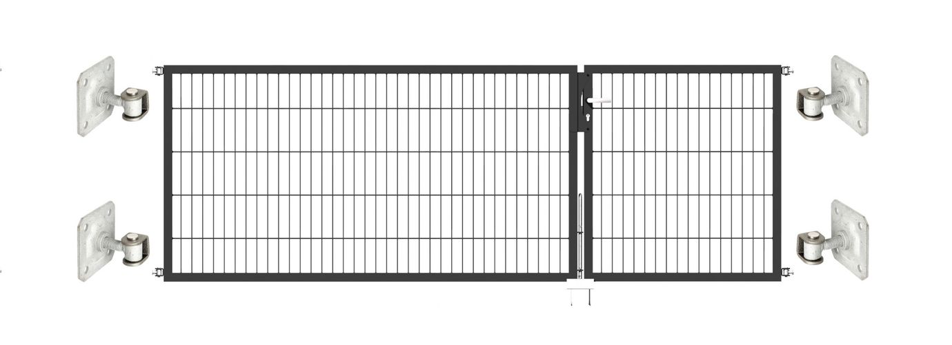 Doppeltor Optima 656 zur Mauermontage (ohne Pfosten) - Höhe 100cm, Breite 300cm, (Teilung 100+200cm, asymmetrisch)