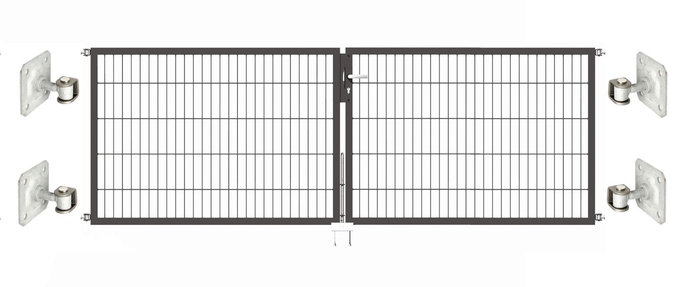 Doppeltor Optima 656 zur Mauermontage (ohne Pfosten) - Höhe 100cm, Breite 300cm, (mittig geteilt)