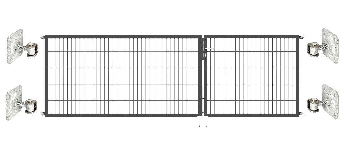 Doppeltor Optima 656 zur Mauermontage (ohne Pfosten) - Höhe 100cm, Breite 325cm, (Teilung 125+200cm, asymmetrisch)