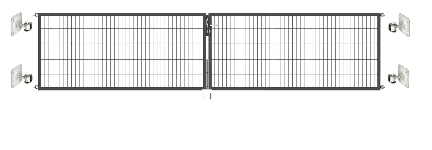 Doppeltor Optima 656 zur Mauermontage (ohne Pfosten) - Höhe 100cm, Breite 450cm, (mittig geteilt)