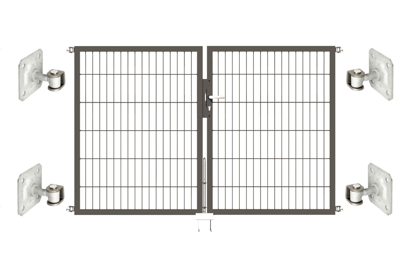 Doppeltor Optima 656 zur Mauermontage (ohne Pfosten) - Höhe 120cm, Breite 200cm, (mittig geteilt)