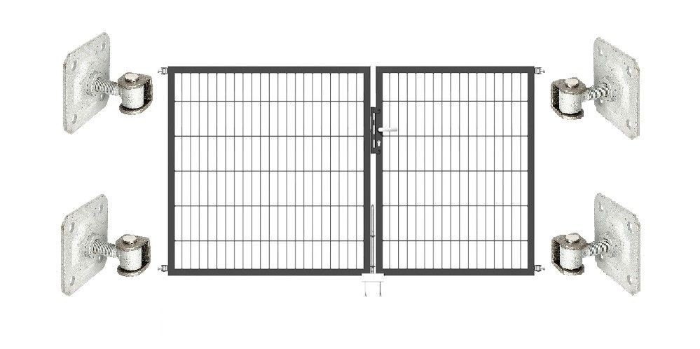 Doppeltor Optima 656 zur Mauermontage (ohne Pfosten) - Höhe 120cm, Breite 225cm, (Teilung 100+125cm, asymmetrisch)