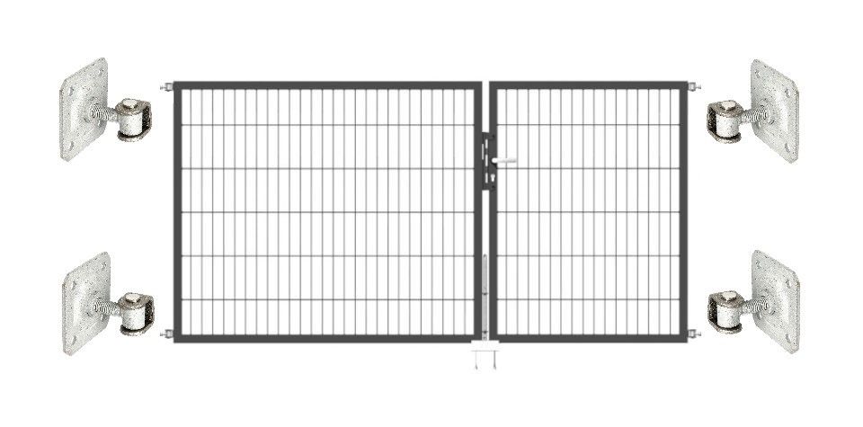 Doppeltor Optima 656 zur Mauermontage (ohne Pfosten) - Höhe 120cm, Breite 250cm, (Teilung 100+150cm, asymmetrisch)