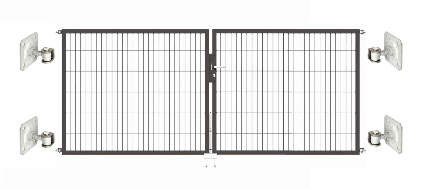 Doppeltor Optima 656 zur Mauermontage (ohne Pfosten) - Höhe 120cm, Breite 300cm, (mittig geteilt)