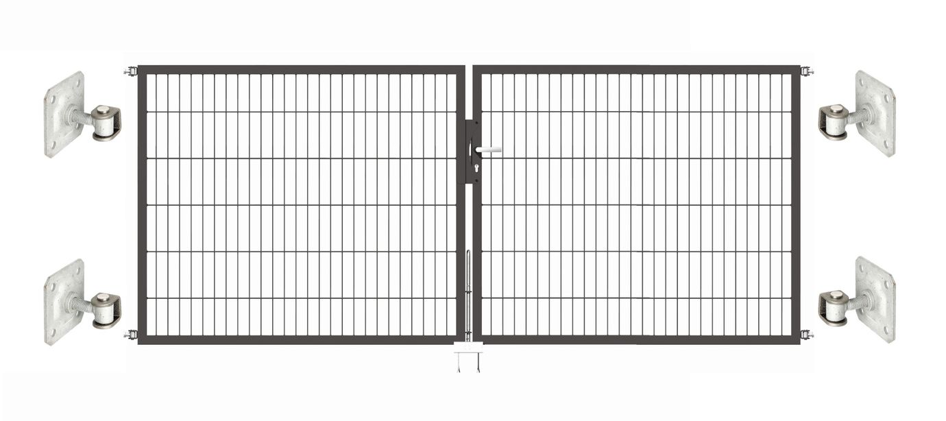 Doppeltor Optima 656 zur Mauermontage (ohne Pfosten) - Höhe 120cm, Breite 300cm, (mittig geteilt)