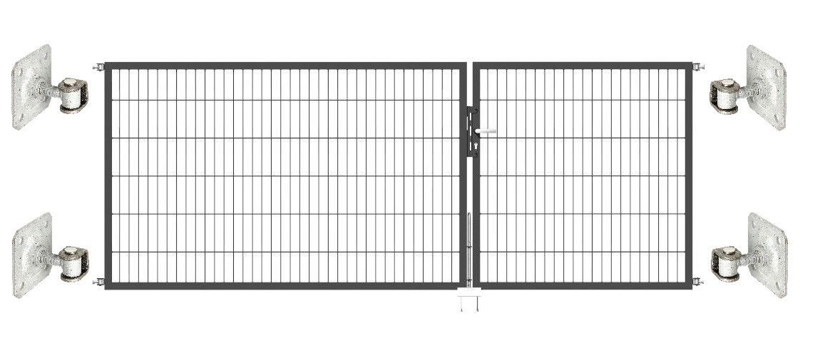 Doppeltor Optima 656 zur Mauermontage (ohne Pfosten) - Höhe 120cm, Breite 325cm, (Teilung 125+200cm, asymmetrisch)