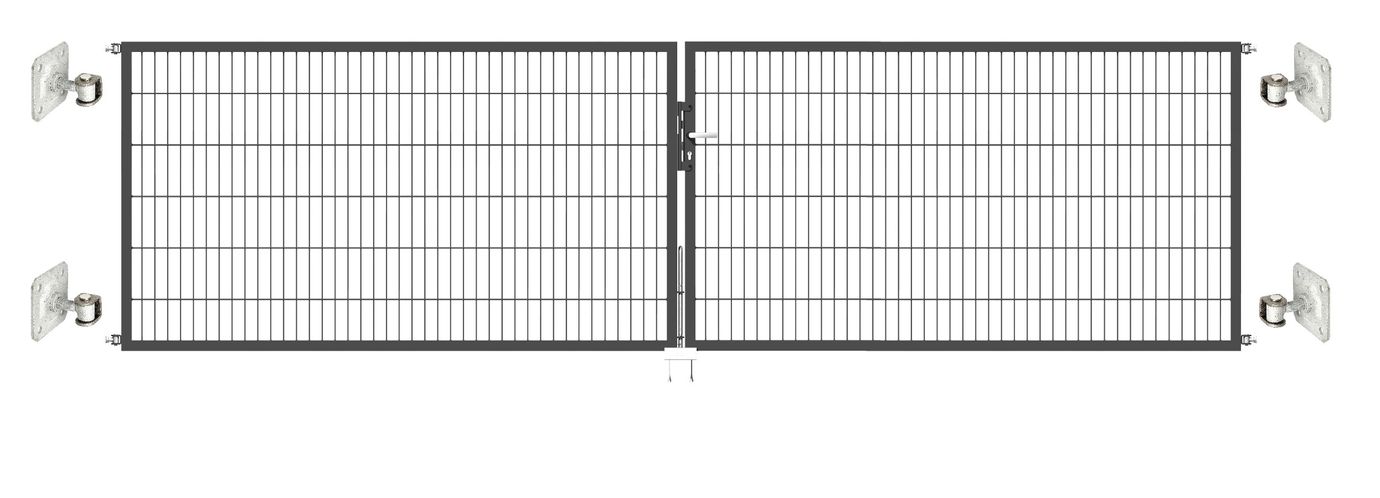 Doppeltor Optima 656 zur Mauermontage (ohne Pfosten) - Höhe 120cm, Breite 450cm, (mittig geteilt)