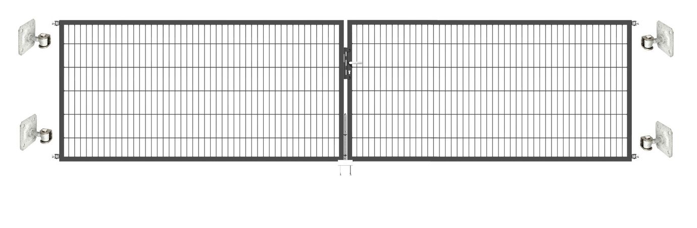 Doppeltor Optima 656 zur Mauermontage (ohne Pfosten) - Höhe 120cm, Breite 500cm, (mittig geteilt)