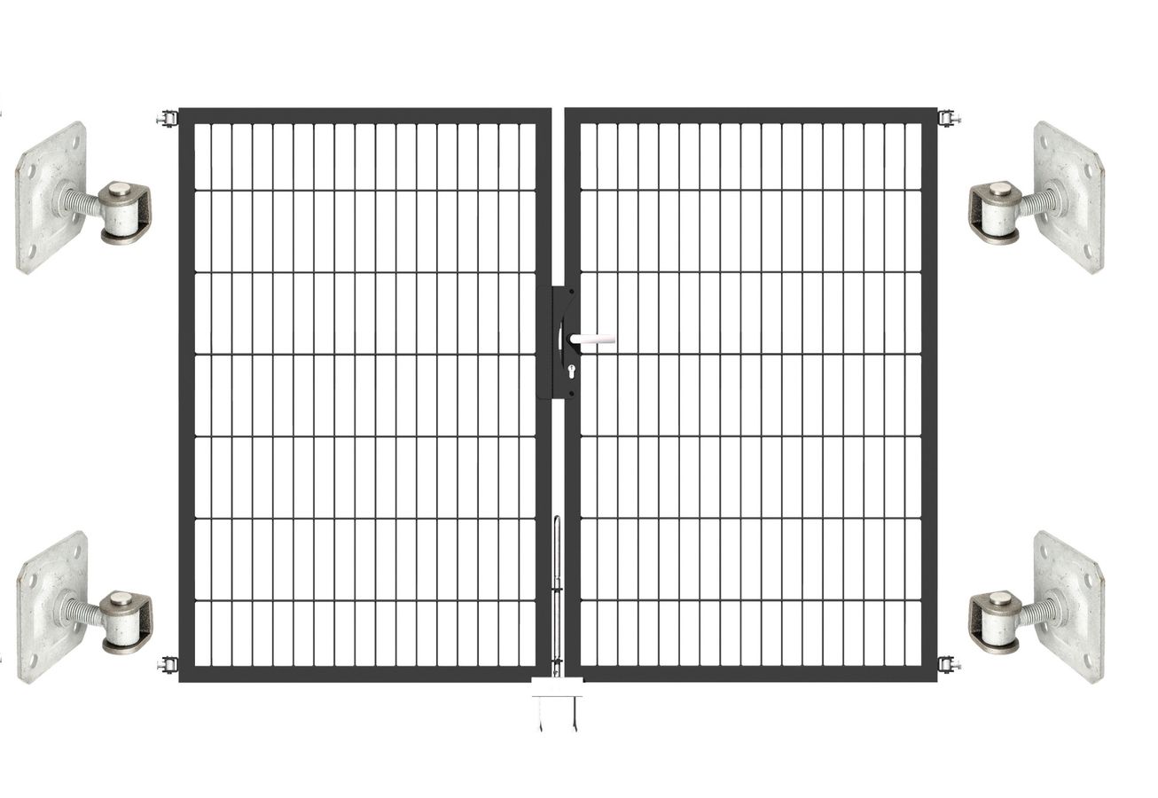 Doppeltor Optima 656 zur Mauermontage (ohne Pfosten) - Höhe 140cm, Breite 200cm, (mittig geteilt)