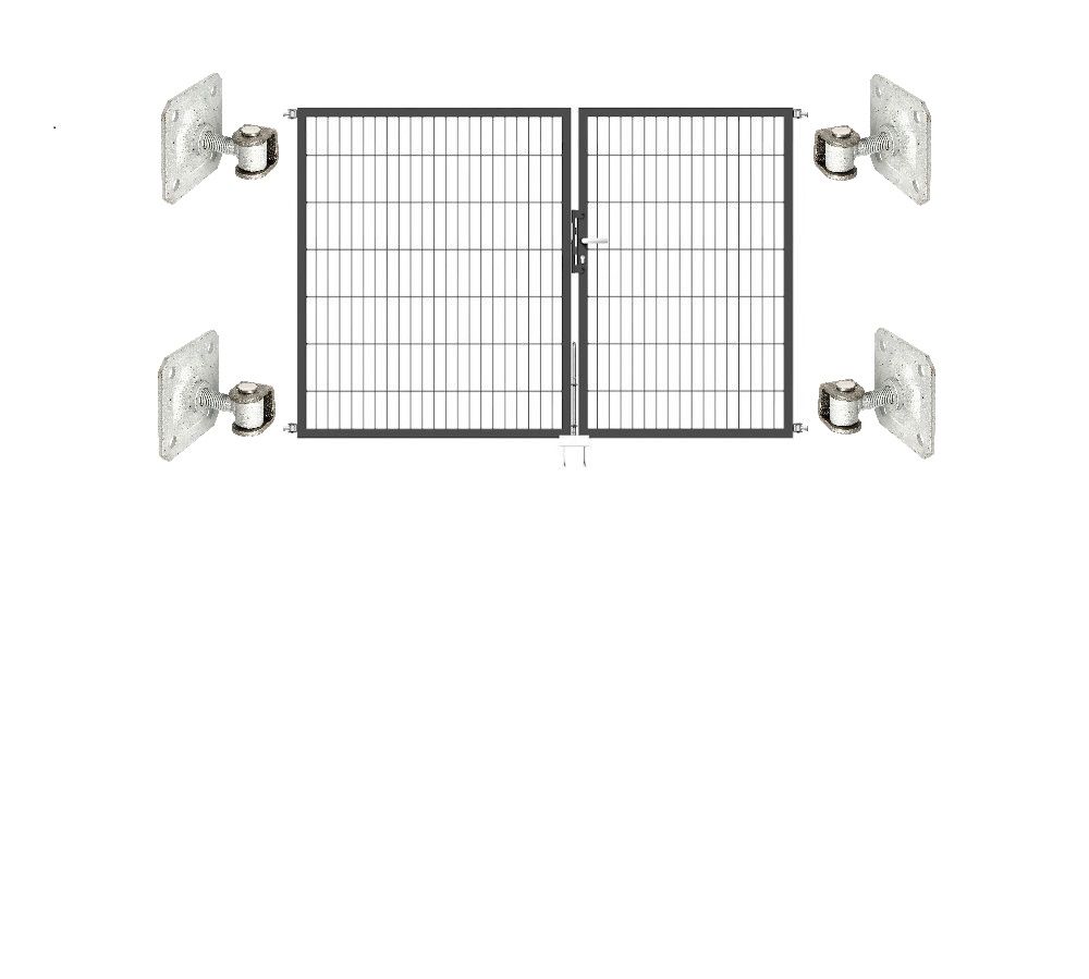 Doppeltor Optima 656 zur Mauermontage (ohne Pfosten) - Höhe 140cm, Breite 225cm, (Teilung 100+125cm, asymmetrisch)