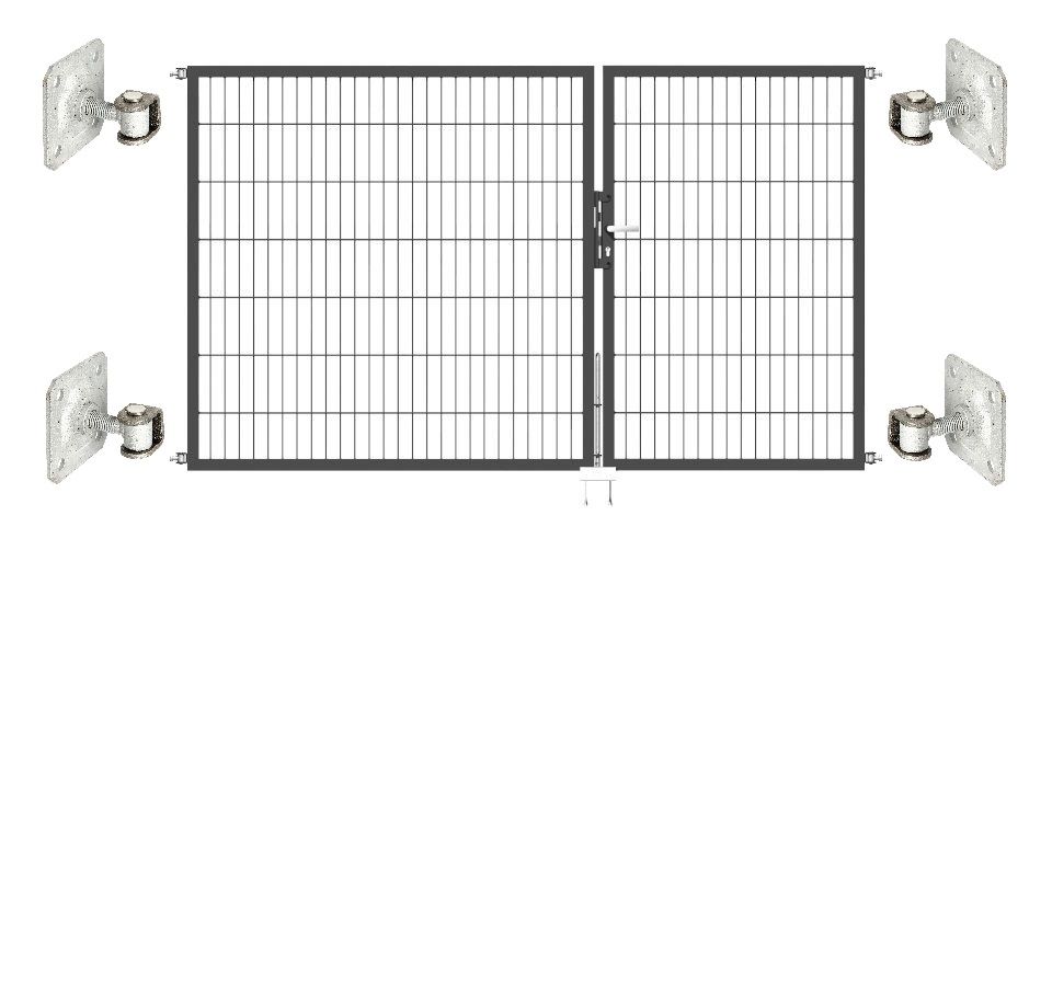 Doppeltor Optima 656 zur Mauermontage (ohne Pfosten) - Höhe 140cm, Breite 250cm, (Teilung 100+150cm, asymmetrisch)