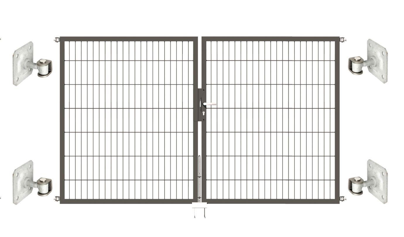 Doppeltor Optima 656 zur Mauermontage (ohne Pfosten) - Höhe 140cm, Breite 250cm, (mittig geteilt)
