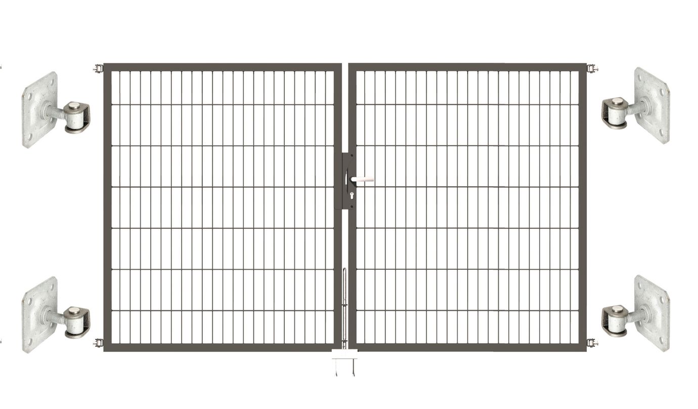 Doppeltor Optima 656 zur Mauermontage (ohne Pfosten) - Höhe 140cm, Breite 250cm, (mittig geteilt)