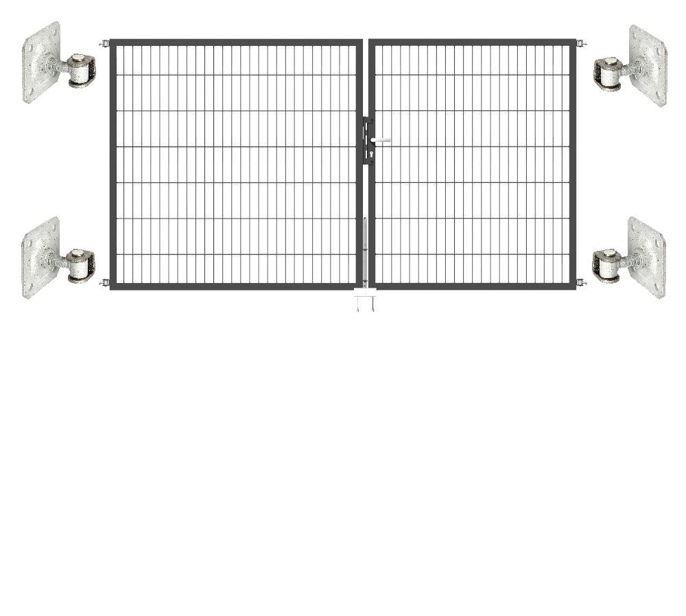 Doppeltor Optima 656 zur Mauermontage (ohne Pfosten) - Höhe 140cm, Breite 275cm, (Teilung 125+150cm, asymmetrisch)