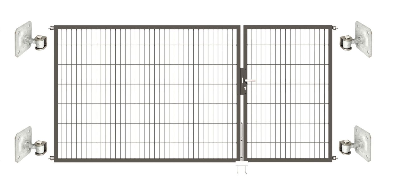 Doppeltor Optima 656 zur Mauermontage (ohne Pfosten) - Höhe 140cm, Breite 300cm, (Teilung 100+200cm, asymmetrisch)