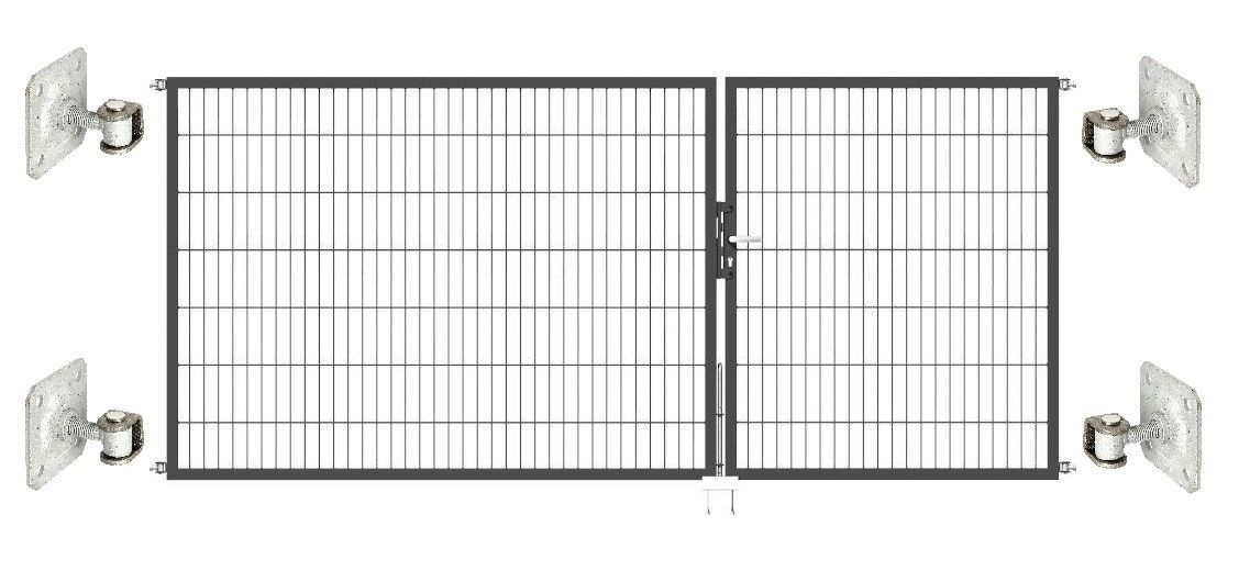 Doppeltor Optima 656 zur Mauermontage (ohne Pfosten) - Höhe 140cm, Breite 325cm, (Teilung 125+200cm, asymmetrisch)